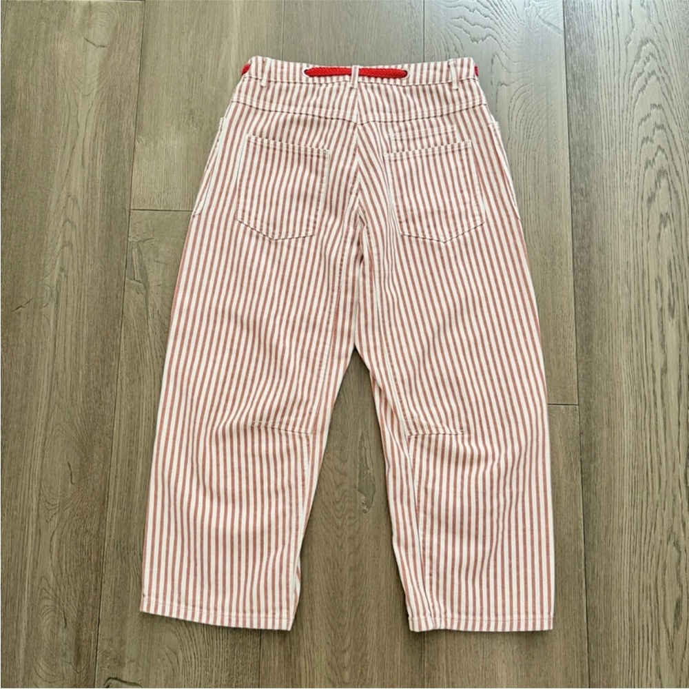 Aaron & Amber Rust Stripe Eyelet Drawstring Rope Waist Tie Barrel Jeans Large - Picture 4 of 13